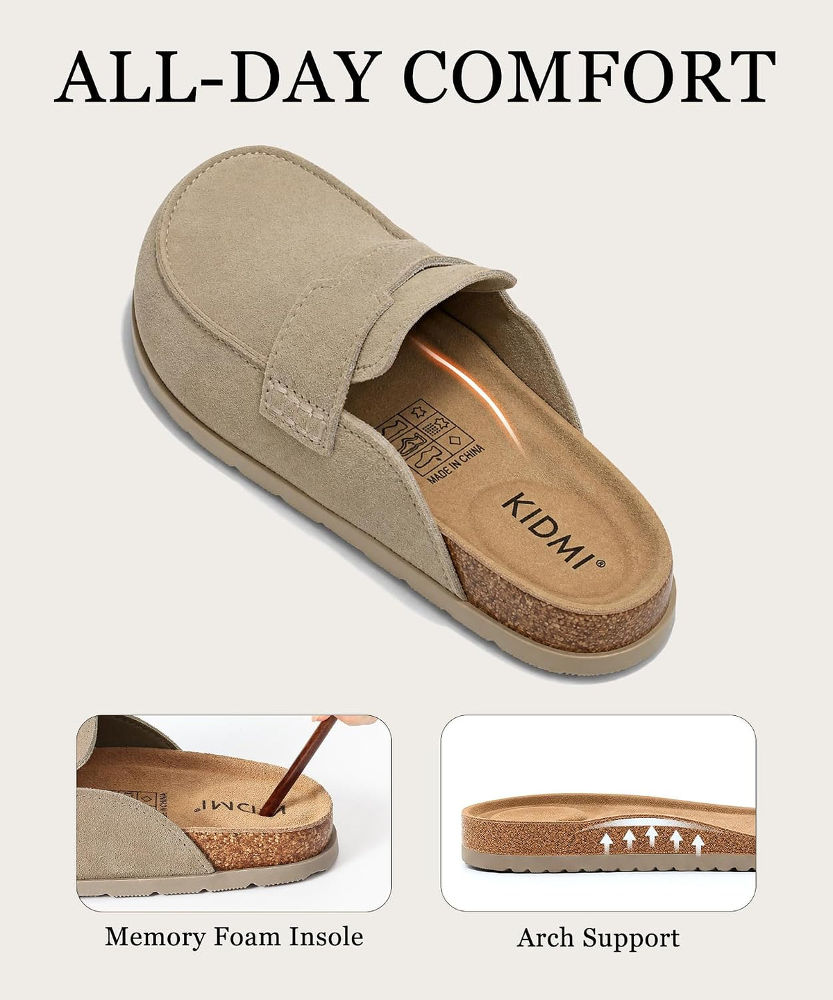 Women'S Genuine Suede Slip on Clog Mules