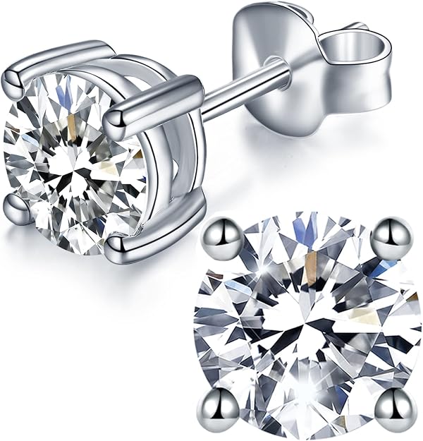 Moissanite Sterling Silver Stud Earrings