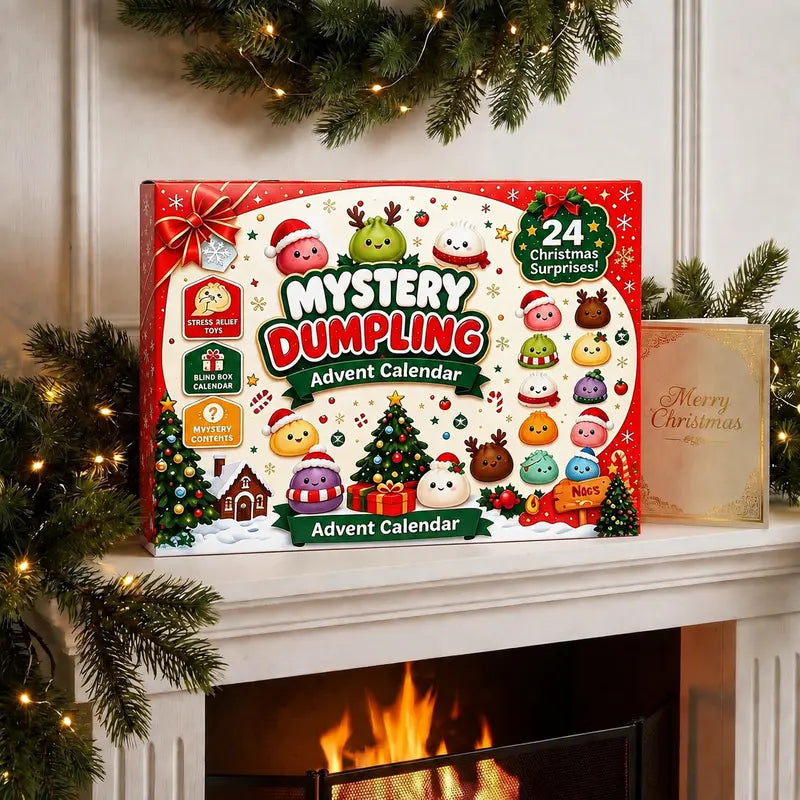 2026 Christmas Mini Squishies 24-Day Advent Calendar - Dumpling Squishy Unboxing Glitter Fidget Toys, Blind Box Quirky Whimsical Stress-Relief Indoor Recreation Gifts for Kids