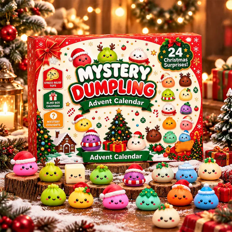 2026 Christmas Mini Squishies 24-Day Advent Calendar - Dumpling Squishy Unboxing Glitter Fidget Toys, Blind Box Quirky Whimsical Stress-Relief Indoor Recreation Gifts for Kids
