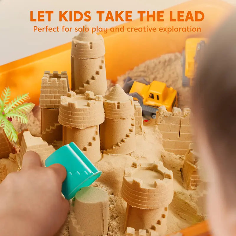 Klever Kits Construction Sensory Bin for Toddlers with Glow in the Dark Stones, Sandbox with Lid Castle Building Kit, Preschool Learning Activities Gifts for Boys Girls Age 3,Outer Space/Pet/ Dinosaur/Ocean/Witch’S Magic Soup，Halloween Gift