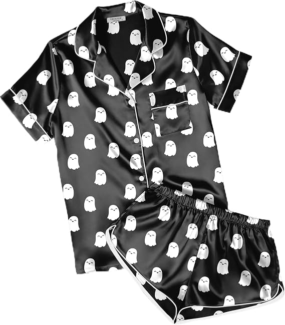 Ekouaer Silk Satin Pajama Set