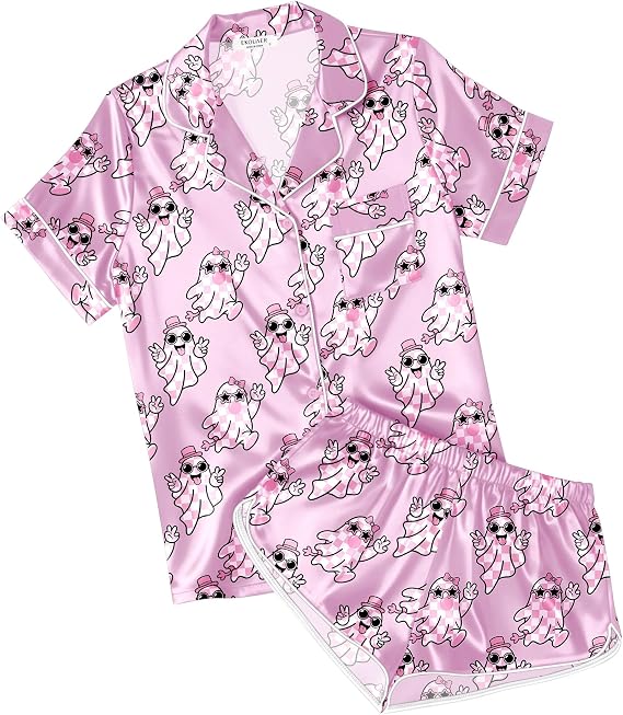 Ekouaer Silk Satin Pajama Set
