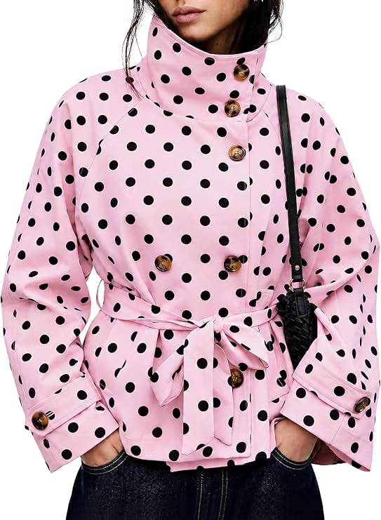 Polka Dot Cropped Trench Coat